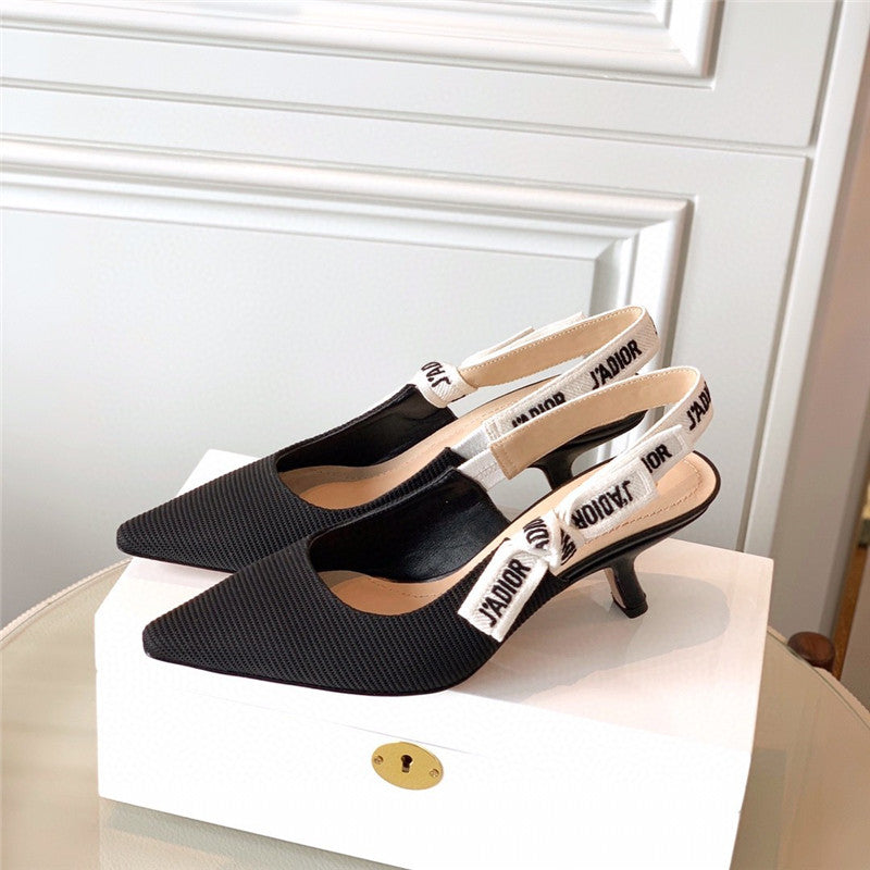 High Quality Luxury J’a Dior Wool Houndstooth Slingback Pump Shoes