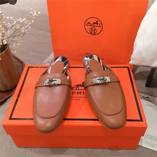 High Quality Luxury Hermes Kelly Buckle Half Slip Shoes product detail