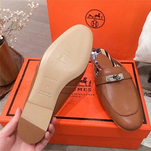 High Quality Luxury Hermes Kelly Buckle Half Slip Shoes product detail