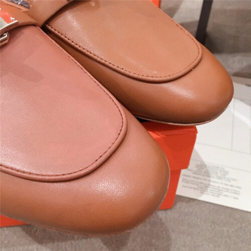 High Quality Luxury Hermes Kelly Buckle Half Slip Shoes product detail