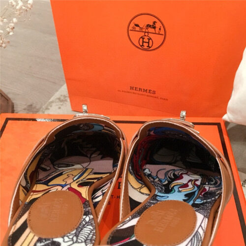 High Quality Luxury Hermes Kelly Buckle Half Slip Shoes product detail