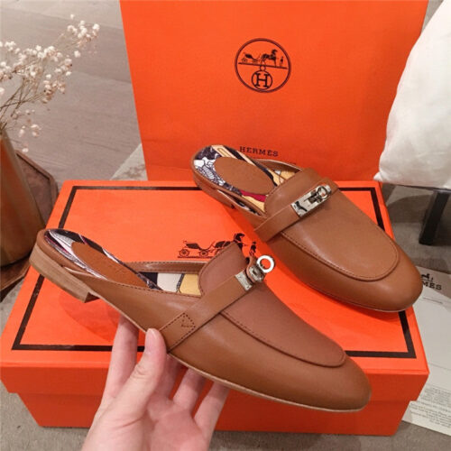 High Quality Luxury Hermes Kelly Buckle Half Slip Shoes product detail