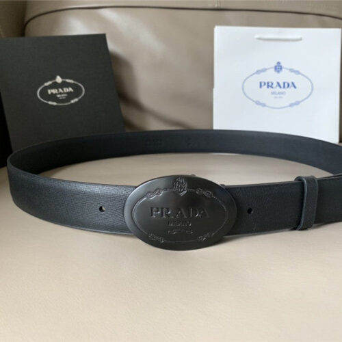High Quality Luxury Prada Saffiano 34Mm Leather Belt