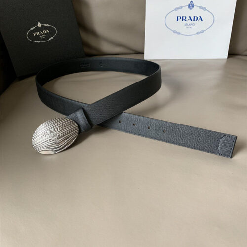 High Quality Luxury Prada Saffiano 34Mm Leather Belt Black alternate view