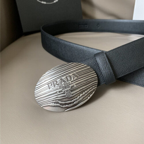 High Quality Luxury Prada Saffiano 34Mm Leather Belt Black product detail