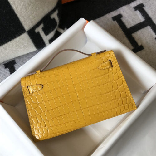 High Quality Luxury Hermes Kelly Pochette Yellow product detail