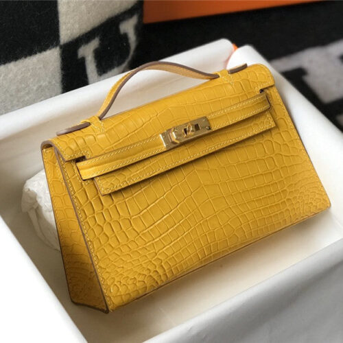 High Quality Luxury Hermes Kelly Pochette Yellow product detail