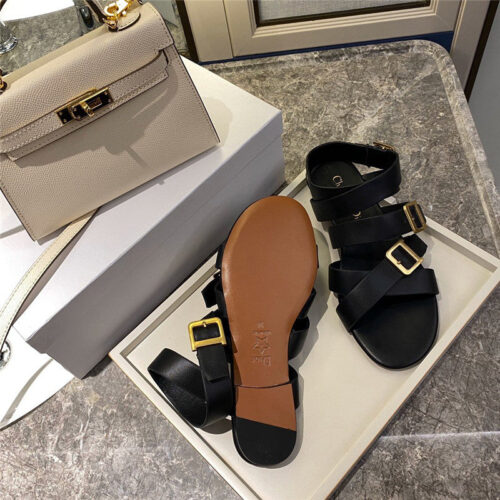 High Quality Luxury Dior Strappy Flat Sandals In Black product detail