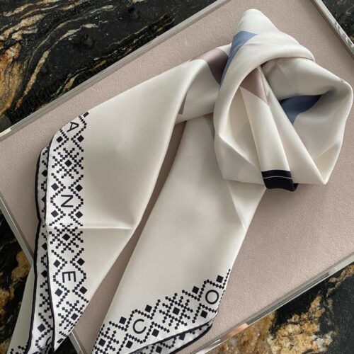 High Quality Luxury Chanel Silk Scarf White alternate view