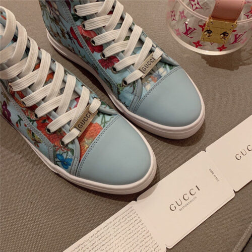 High Quality Luxury Guuci Printed Leather Sneakers Gucci Floral Canvas Shoes product detail