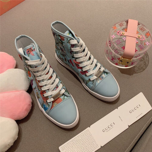 High Quality Luxury Guuci Printed Leather Sneakers Gucci Floral Canvas Shoes product detail