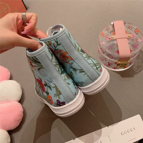 High Quality Luxury Guuci Printed Leather Sneakers Gucci Floral Canvas Shoes product detail