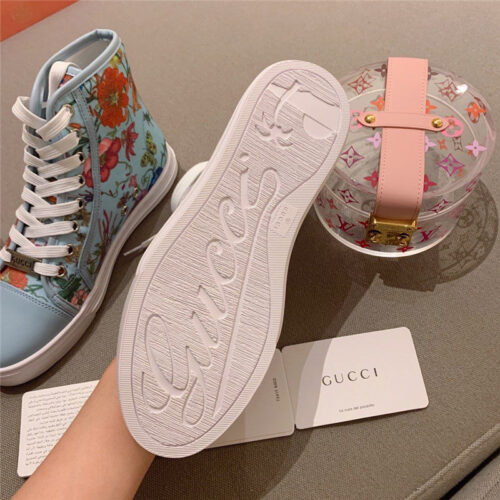 High Quality Luxury Guuci Printed Leather Sneakers Gucci Floral Canvas Shoes product detail