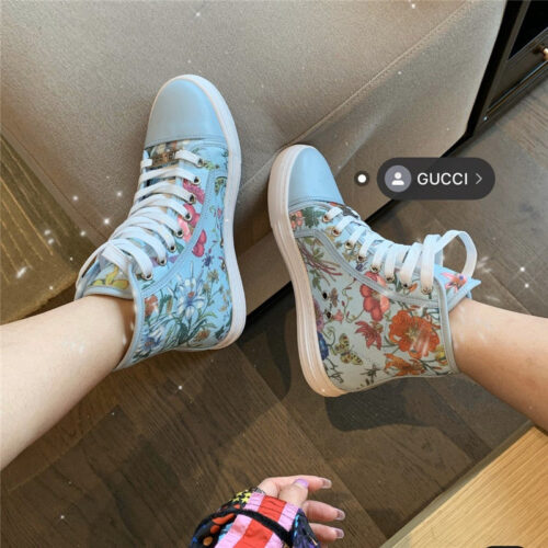 High Quality Luxury Guuci Printed Leather Sneakers Gucci Floral Canvas Shoes product detail