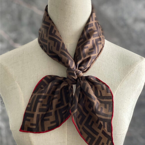 High Quality Luxury Fendi Silk Square Scarf Red