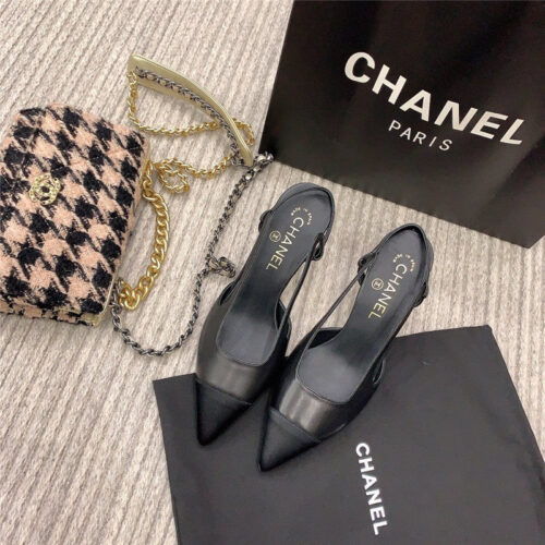 High Quality Luxury Chanel Slingback Heels In Black product detail