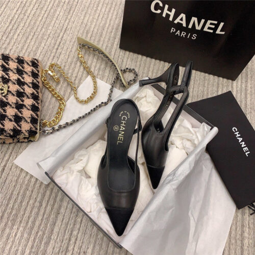 High Quality Luxury Chanel Slingback Heels In Black product detail