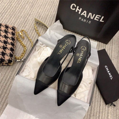 High Quality Luxury Chanel Slingback Heels In Black product detail