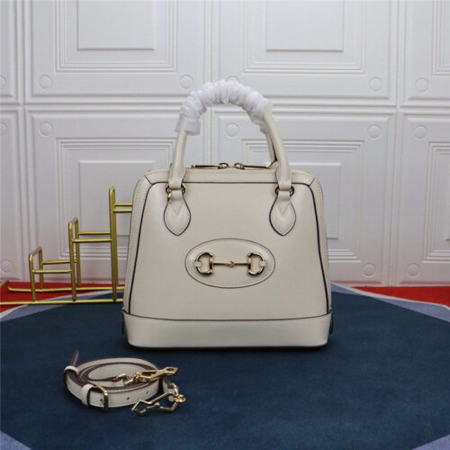 High Quality Luxury Gucci 1955 Horsebit Top Handle Bag – White