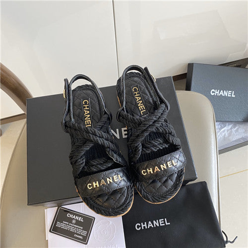High Quality Luxury Chanel Twine Woven Sandals – Style 26822 alternate view