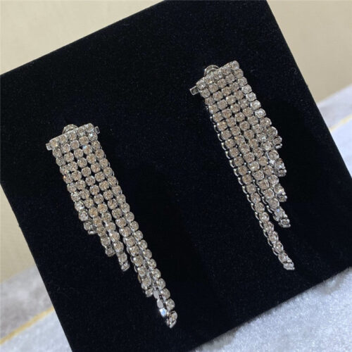 High Quality Luxury Celine Tassel Crystal Earrings