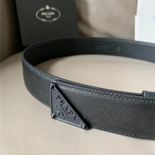 High Quality Luxury Prada Saffiano 40Mm Leather Belt Black product detail