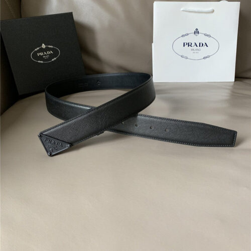 High Quality Luxury Prada Saffiano 40Mm Leather Belt Black alternate view