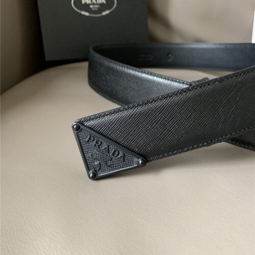 High Quality Luxury Prada Saffiano 40Mm Leather Belt Black product detail