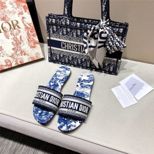 High Quality Luxury Dior Embroidered Sandals And Slippers