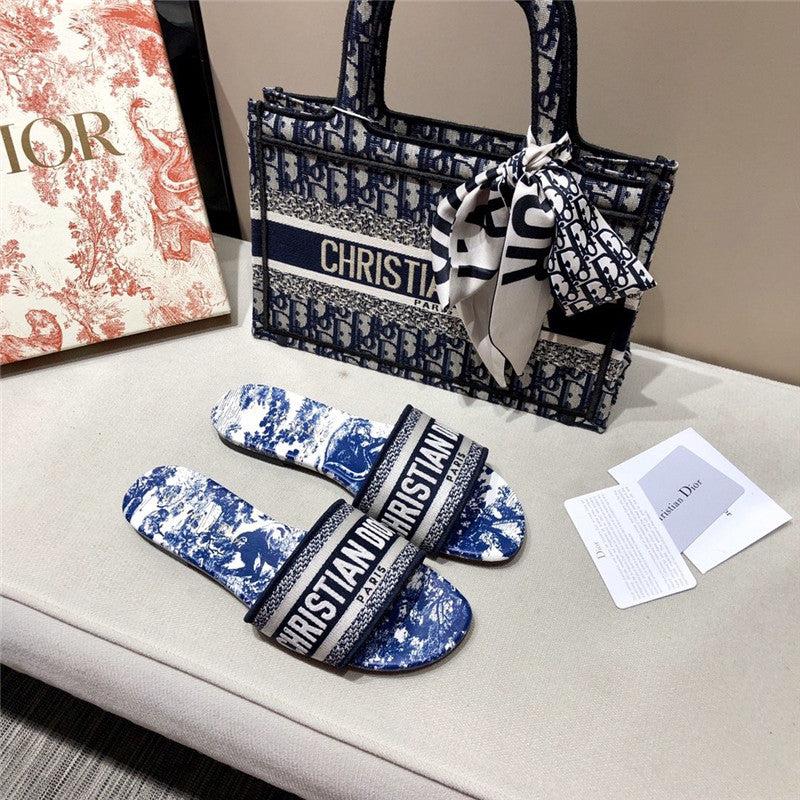 High Quality Luxury Dior Embroidered Sandals And Slippers product detail