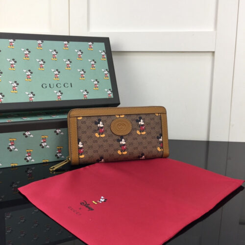 High Quality Luxury Disney X Gucci Zip Around Wallet