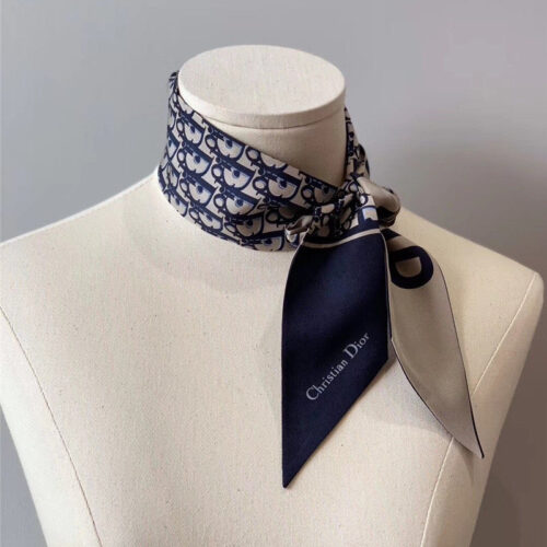 High Quality Luxury Dior Blue Letters Small Ribbon