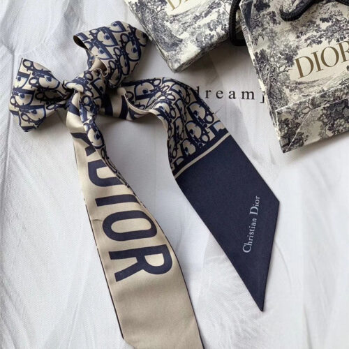 High Quality Luxury Dior Blue Letters Small Ribbon alternate view