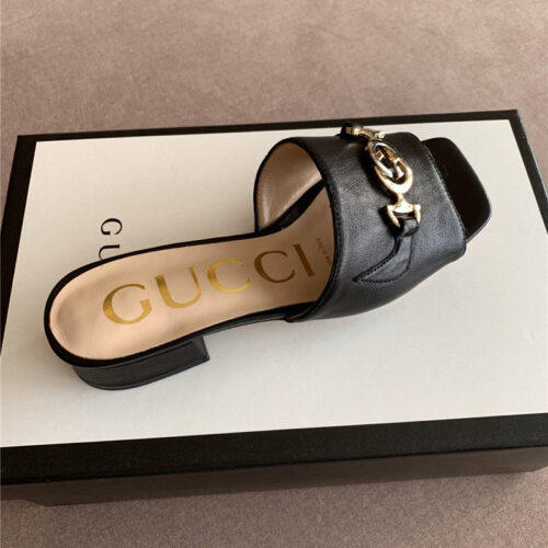 High Quality Luxury Gucci Sandals Zumi Calfskin Horsebit Detail Black product detail