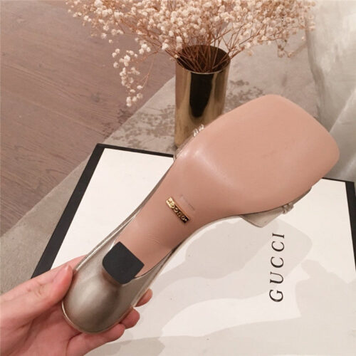 High Quality Luxury Gucci Heels Slippers Silver product detail