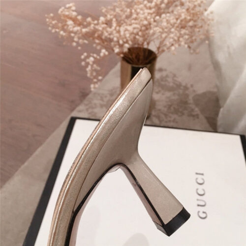 High Quality Luxury Gucci Heels Slippers Silver product detail