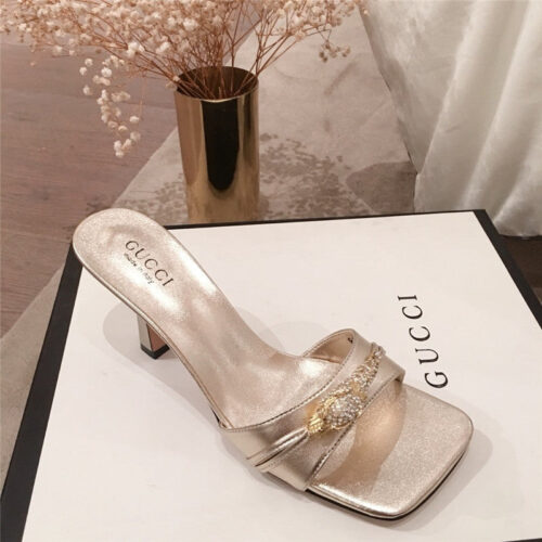 High Quality Luxury Gucci Heels Slippers Silver alternate view