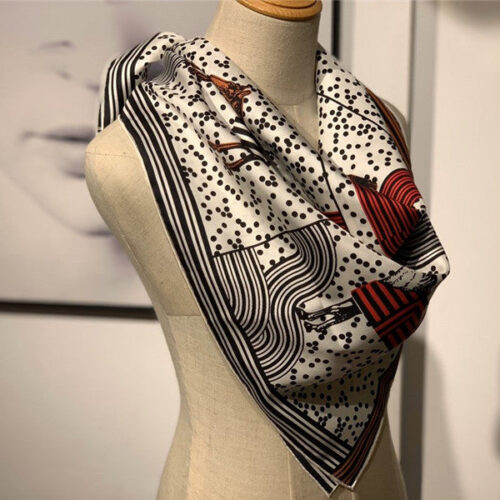 High Quality Luxury Hermes Silk Scarf Women White product detail