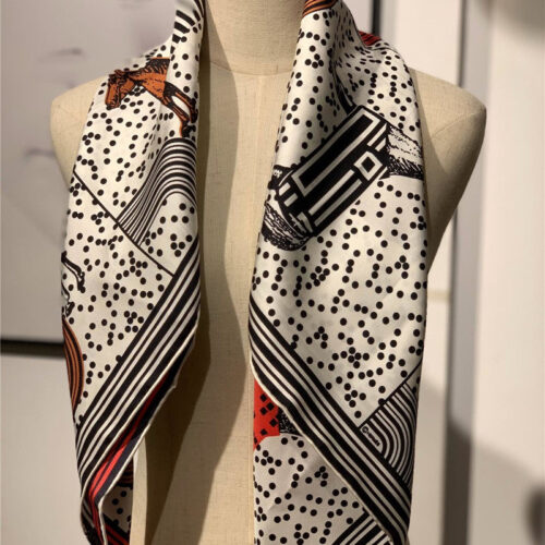 High Quality Luxury Hermes Silk Scarf Women White