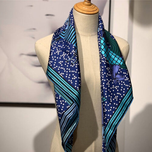 High Quality Luxury Hermes Silk Scarf Blue