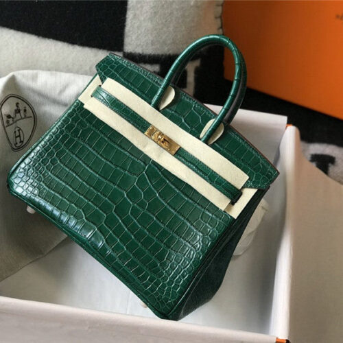 High Quality Luxury Hermes Crocodile Leather Birkin 30Cm Jade Green
