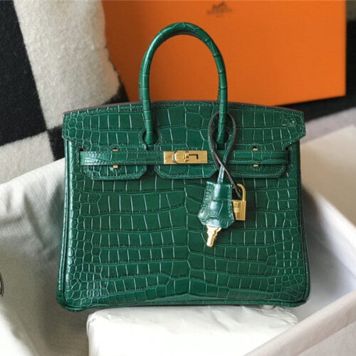 High Quality Luxury Hermes Crocodile Leather Birkin 30Cm Jade Green alternate view