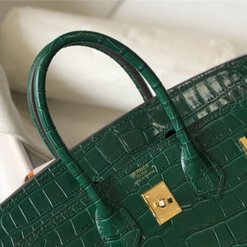 High Quality Luxury Hermes Crocodile Leather Birkin 30Cm Jade Green product detail