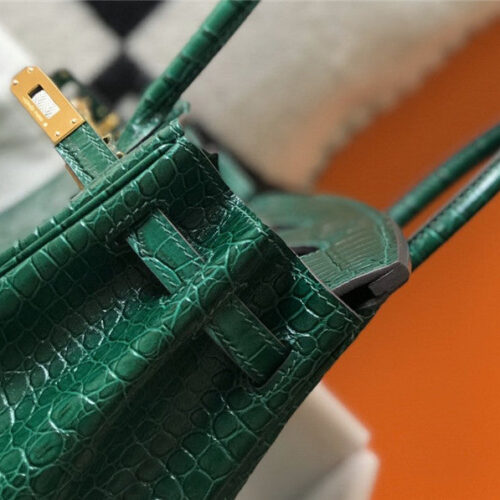 High Quality Luxury Hermes Crocodile Leather Birkin 30Cm Jade Green product detail