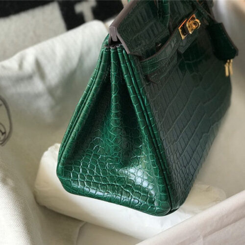 High Quality Luxury Hermes Crocodile Leather Birkin 30Cm Jade Green product detail