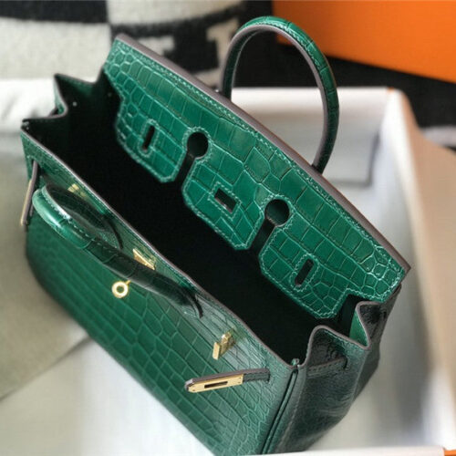 High Quality Luxury Hermes Crocodile Leather Birkin 30Cm Jade Green product detail