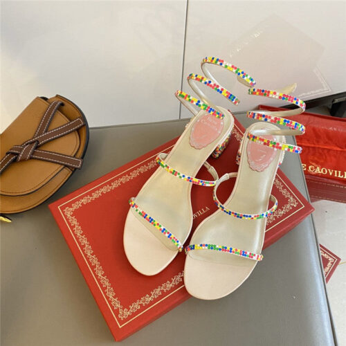 High Quality Luxury Rene Caovilla Satin Snake-Coil Sandals product detail