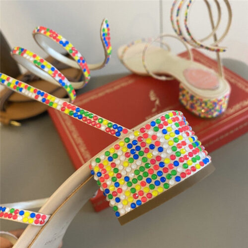 High Quality Luxury Rene Caovilla Satin Snake-Coil Sandals product detail