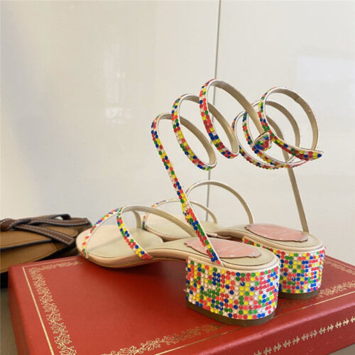 High Quality Luxury Rene Caovilla Satin Snake-Coil Sandals product detail