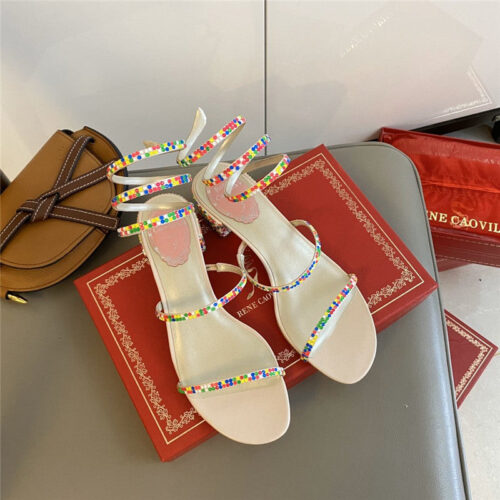 High Quality Luxury Rene Caovilla Satin Snake-Coil Sandals product detail